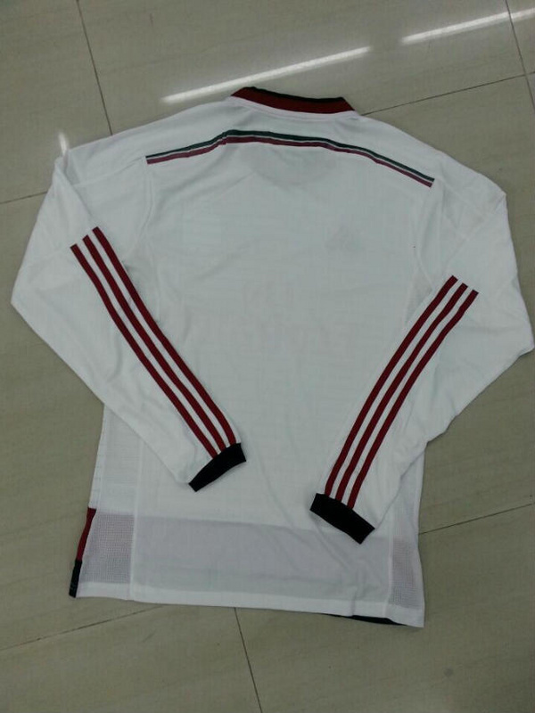 AC Milan 14/15 White Long Sleeve Away Soccer Jersey - Click Image to Close